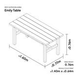 Wooden Garden Table | Emily Table