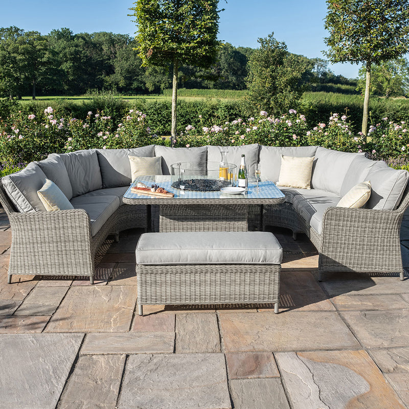 Oxford Royal U Shaped Sofa Set with Fire Pit Table