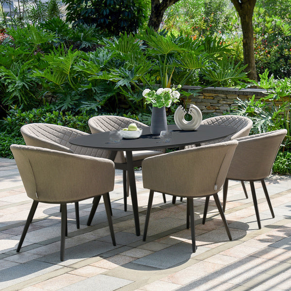 Ambition 6 Seat Oval Dining Set in Taupe