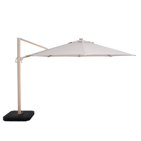 Zeus LED Round Wood Effect Cantilever Parasol in Beige