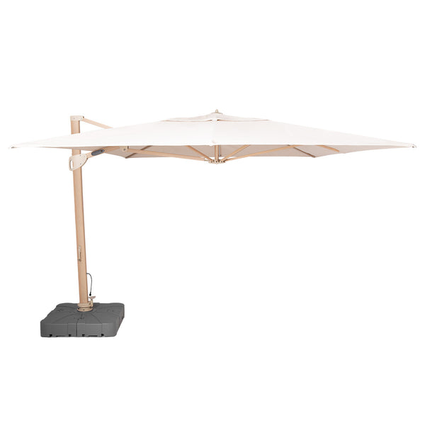 Artemis LED Rectangular Wood Effect Cantilever Parasol in Taupe