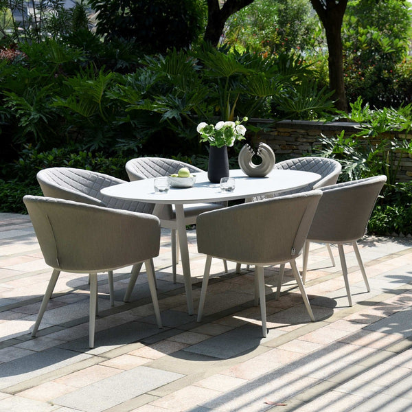 Ambition 6 Seat Oval Dining Set in Lead Chine