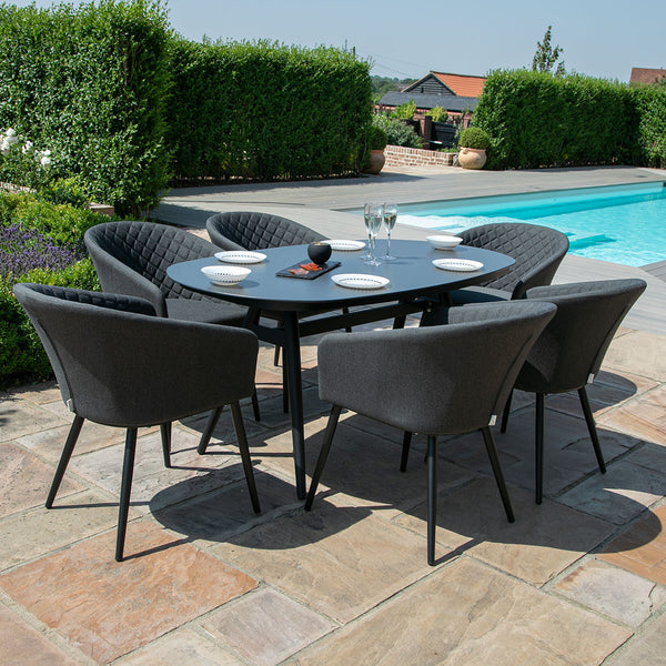 Ambition 6 Seat Oval Dining Set in Charcoal