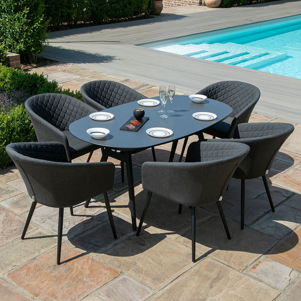 Ambition 6 Seat Oval Dining Set in Charcoal