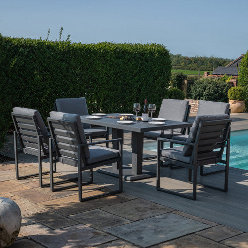 Amalfi 6 Seat Rectangular Dining Set with Rising Table in Grey