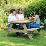 Katrina Picnic Table Set | Wooden 6 Seater - Wooden Bench - Zest