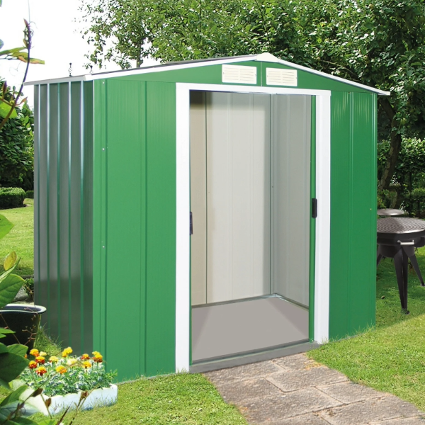 6ft x 6ft Sapphire Apex Metal Shed - Green
