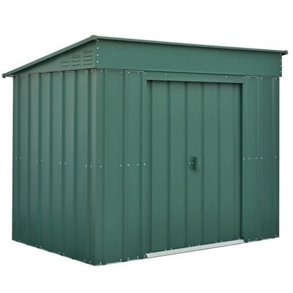 6ft x 4ft Low Pent Metal Garden Shed - Green