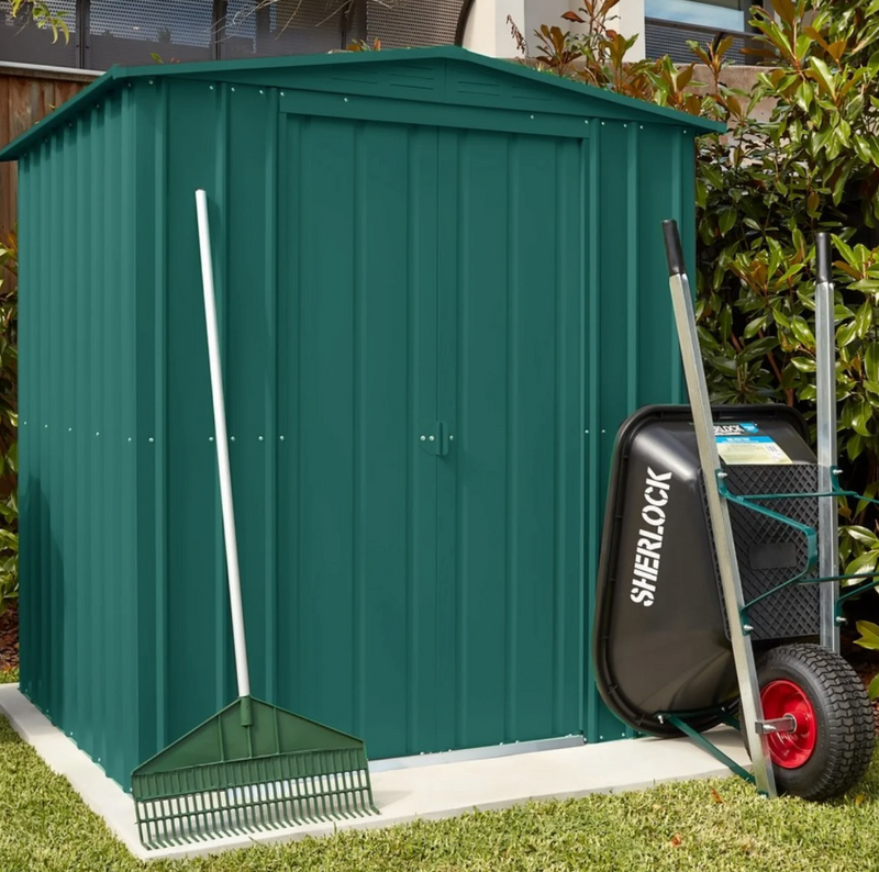 6ft x 3ft Apex Metal Garden Shed - Green