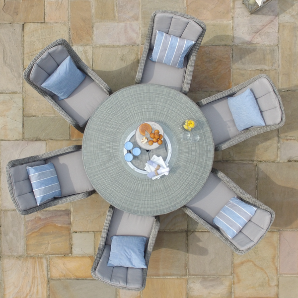 Oxford 6 Seat Round Ice Bucket Dining Set with Venice Chairs Lazy Susan