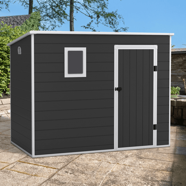8ft x 5ft Lotus Oxonia Pent Plastic Shed in Dark Grey With Floor