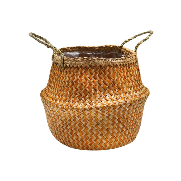Seagrass Chevron Amber Lined Basket