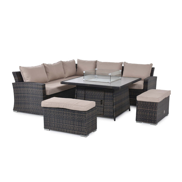 Kingston Corner Deluxe with Fire Pit in Brown