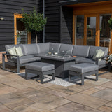Amalfi Large Corner Group With Fire Pit Table in Grey
