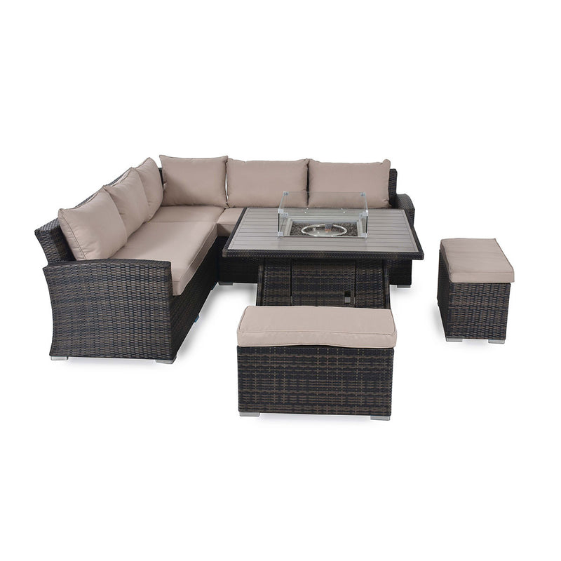 Kingston Corner Deluxe with Fire Pit in Brown