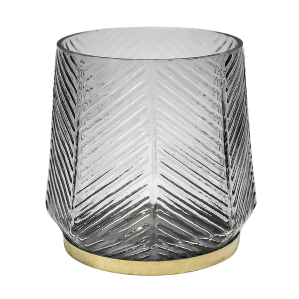 Elm Embossed Candle Holder Clear Grey