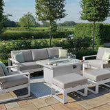 Amalfi 3 Seat Sofa Set With Rectangular Fire Pit Table in White