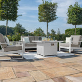 Amalfi 2 Seat Sofa Set With Square Fire Pit Table in White