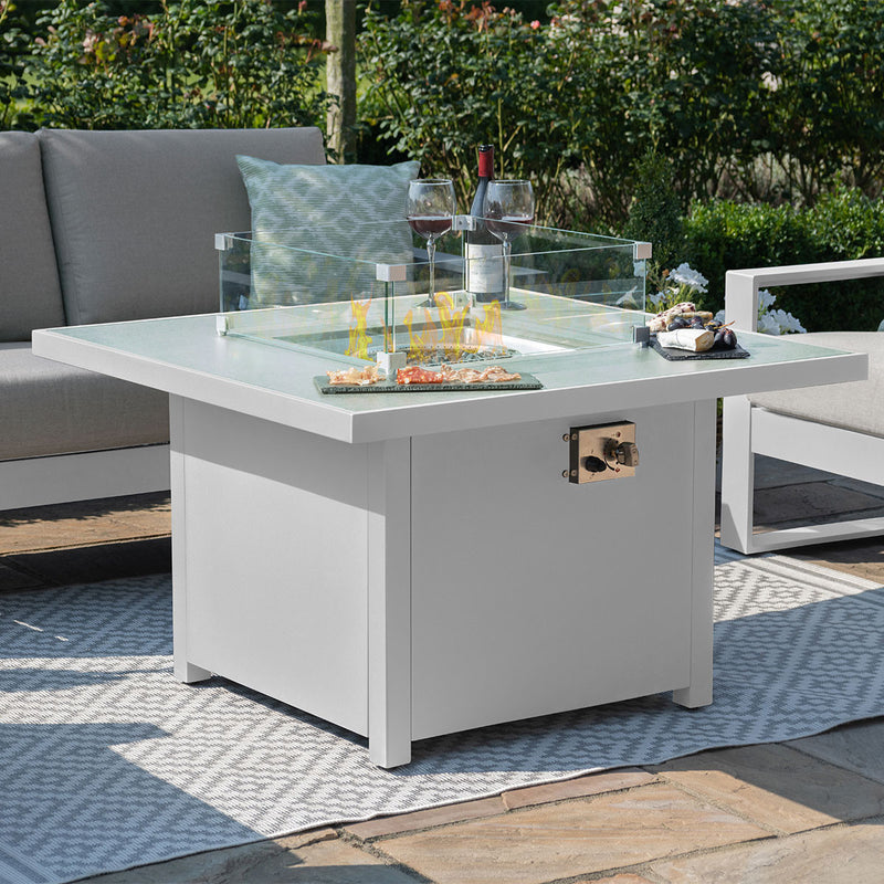 Amalfi 2 Seat Sofa Set With Square Fire Pit Table in White