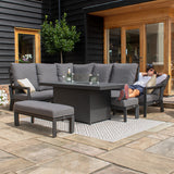Manhattan Reclining Corner Dining Set with Fire Pit Table
