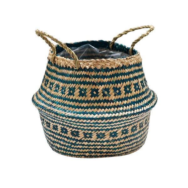 Seagrass Tribal Teal Lined Basket