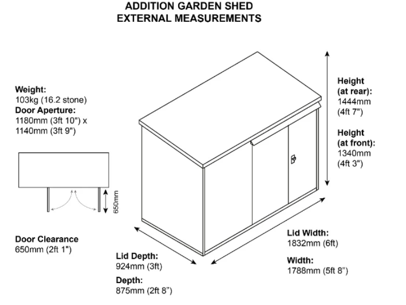 6ft x 3ft Metal Shed (The Addition)