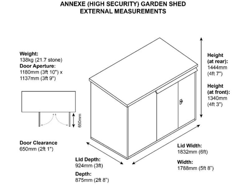6ft x 3ft Metal Shed (The Annexe)