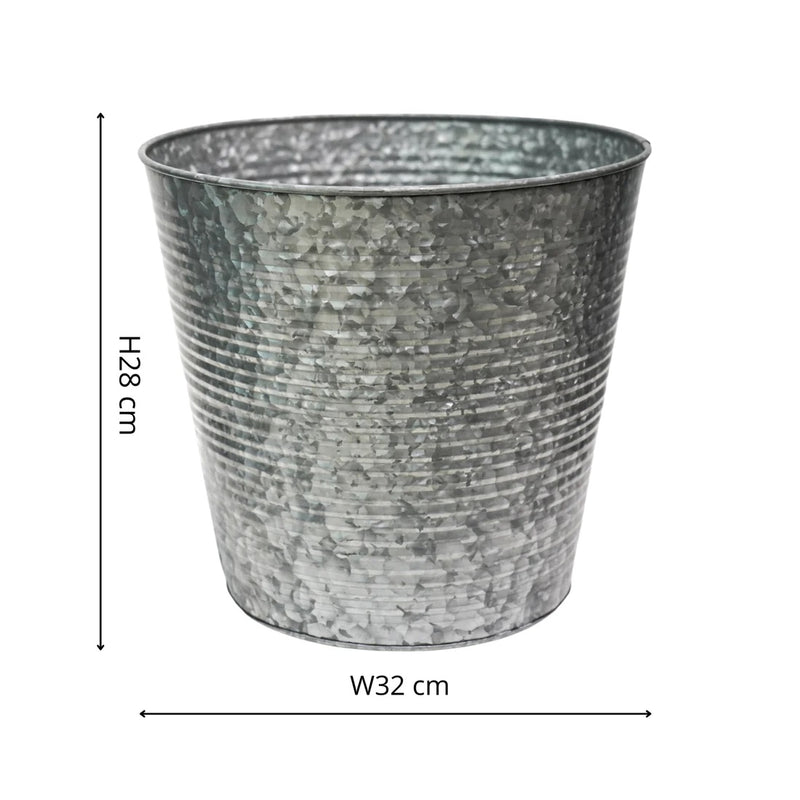 Ribbed Galvanised Planter Small