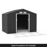 7ft x 6ft Lotus Hera Apex Metal Shed Including Foundation Kit
