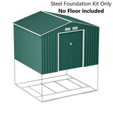 9ft x 8ft Lotus Orion Apex Metal Shed With Foundation Kit in Dark Green