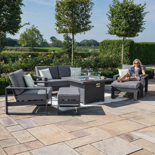 Amalfi 2 Seat Sofa Set With Square Fire Pit Table in Grey