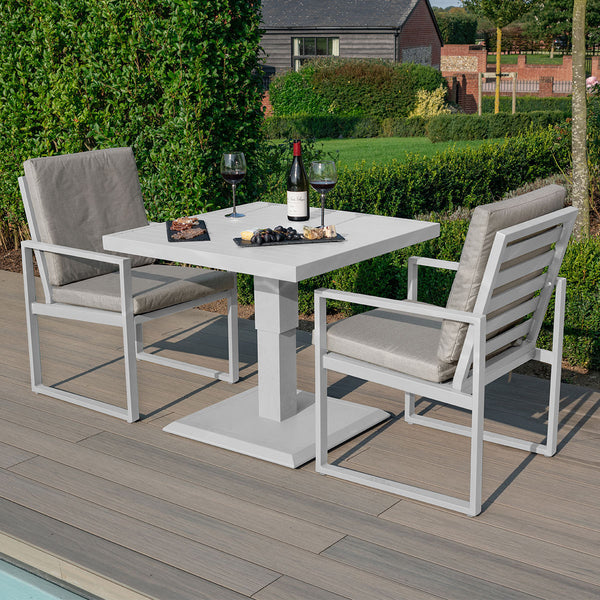 Amalfi 3 Piece Bistro Set with Rising Table / White