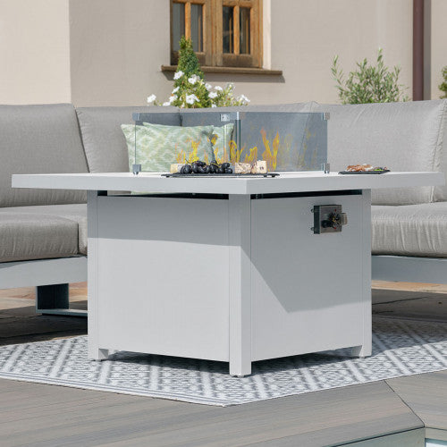 Amalfi Small Corner Group With Fire Pit Table / White