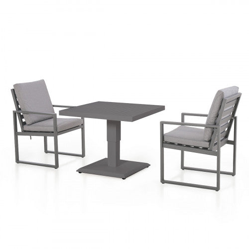 Amalfi 3 Piece Bistro Set with Rising Table / Grey