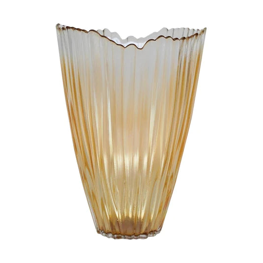 Amber Rippled Glass Vase 30cm