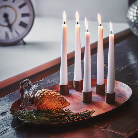 Copper Oval Centrepiece Metal with Magnetic Candle Holders