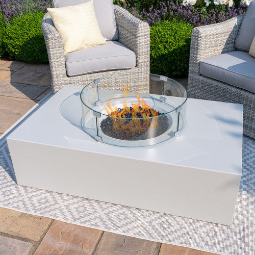 Fire Pit Coffee Table 127cm x 77cm Rectangular in Pebble White