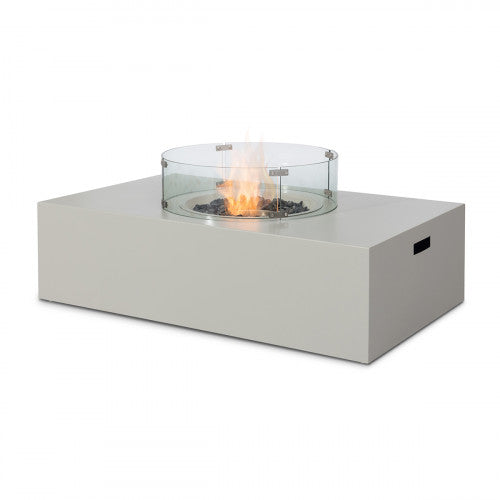 Fire Pit Coffee Table 127cm x 77cm Rectangular in Pebble White