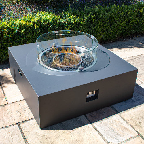 Fire Pit Coffee Table 100cm x 100cm Square in Charcoal