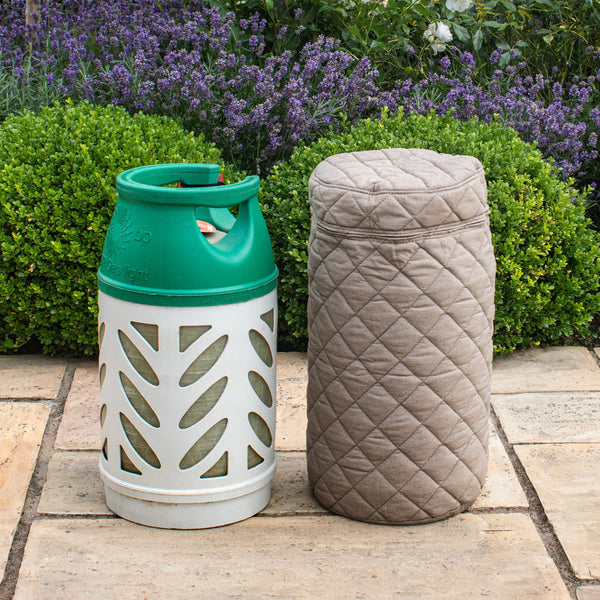 Fabric 10KG Gas Bottle Cover in Taupe