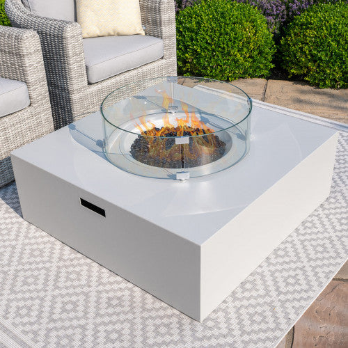 Fire Pit Coffee Table 100cm x 100cm Square in Pebble White