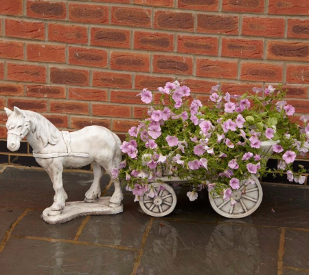 Horse and Old Hay Cart Planter