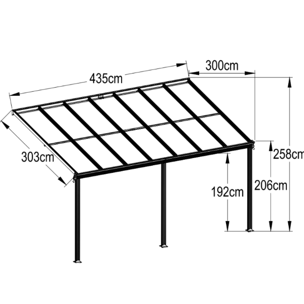 Kingston 10ft x 14ft Wide Lean To Carport Patio Cover