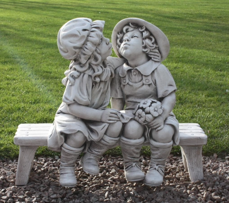 Boy and Girl Kissing on Bench