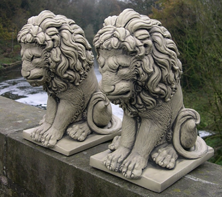 Large Pair of Sitting Lions