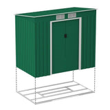 7ft x 4ft Lotus Hestia Pent Metal Shed Including Foundation Kit in Dark Green