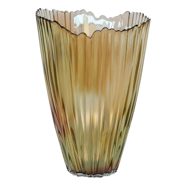 Mocha Rippled Glass Vase 25cm