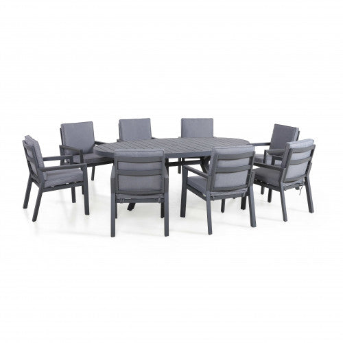New York 8 Seat Oval Dining Set in Grey