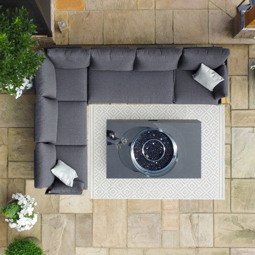 Oslo Corner Group with Rectangular Gas Fire Pit Table in Charcoal