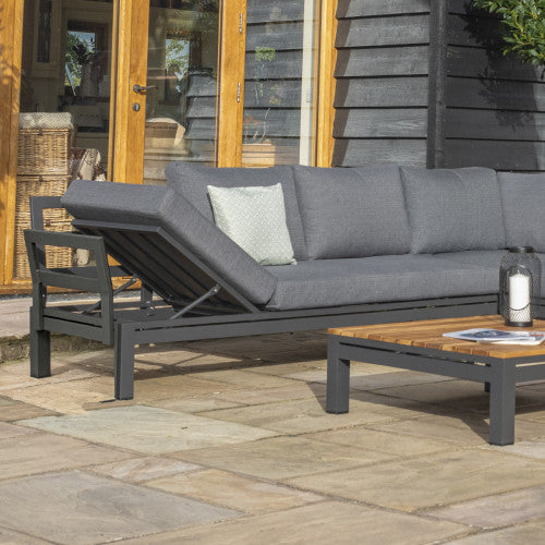 Oslo Large Corner Group with Square Gas Fire Pit Table in Charcoal